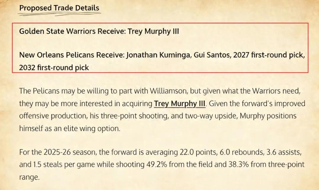 kaiyun管理-场均22+6！极品3D前锋，5换1！勇士赶快拿下，可平替巴特勒